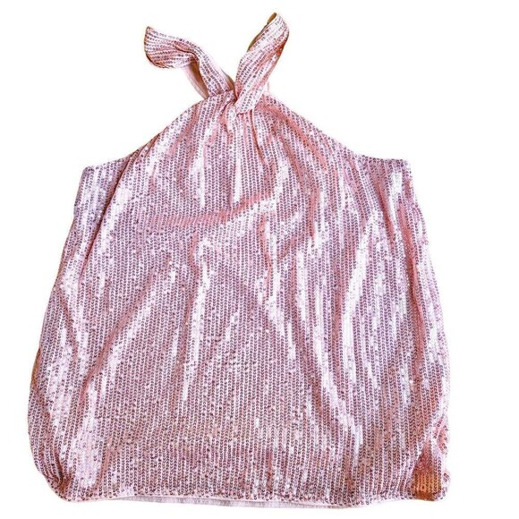 Grace Karin Peachy Pink Keyhole Halter Glitter Sequin Top - Picture 5 of 8